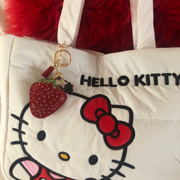 SALE New with tag Hello Kitty Quilted shoulder bag with bling strawberry charm - Picture 3 of 5